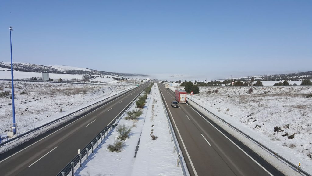 Autovía A-23 durante el temporal Gloria